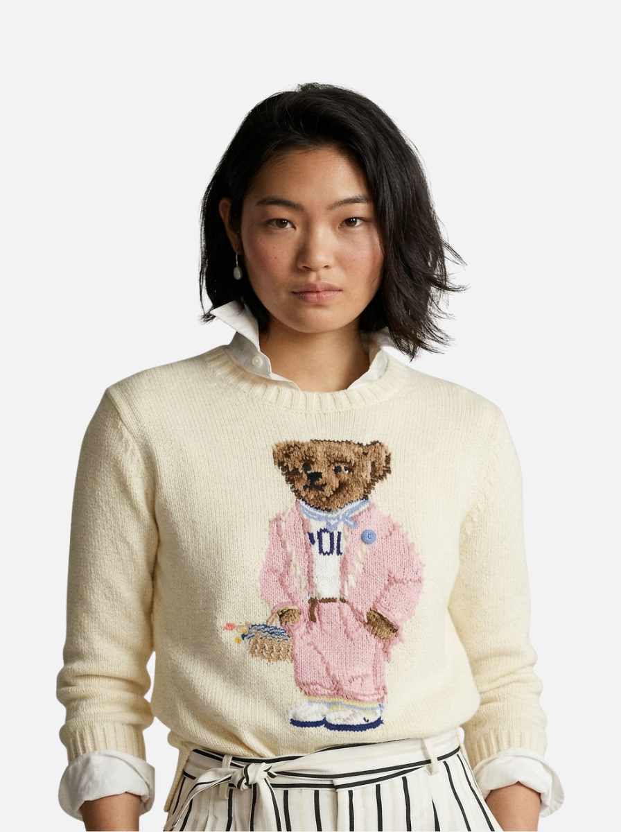 Suéter Bear Picnic Bege Argola Redonda