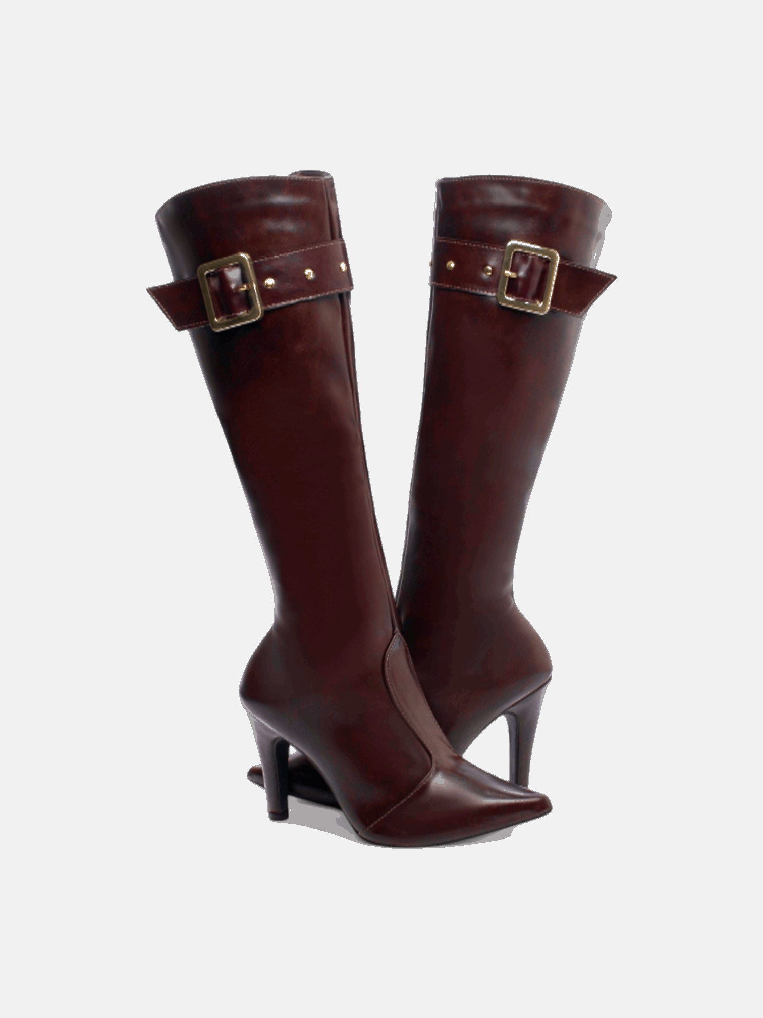 Bota Cano Alto Bico Fino com Ajuste em Fivela