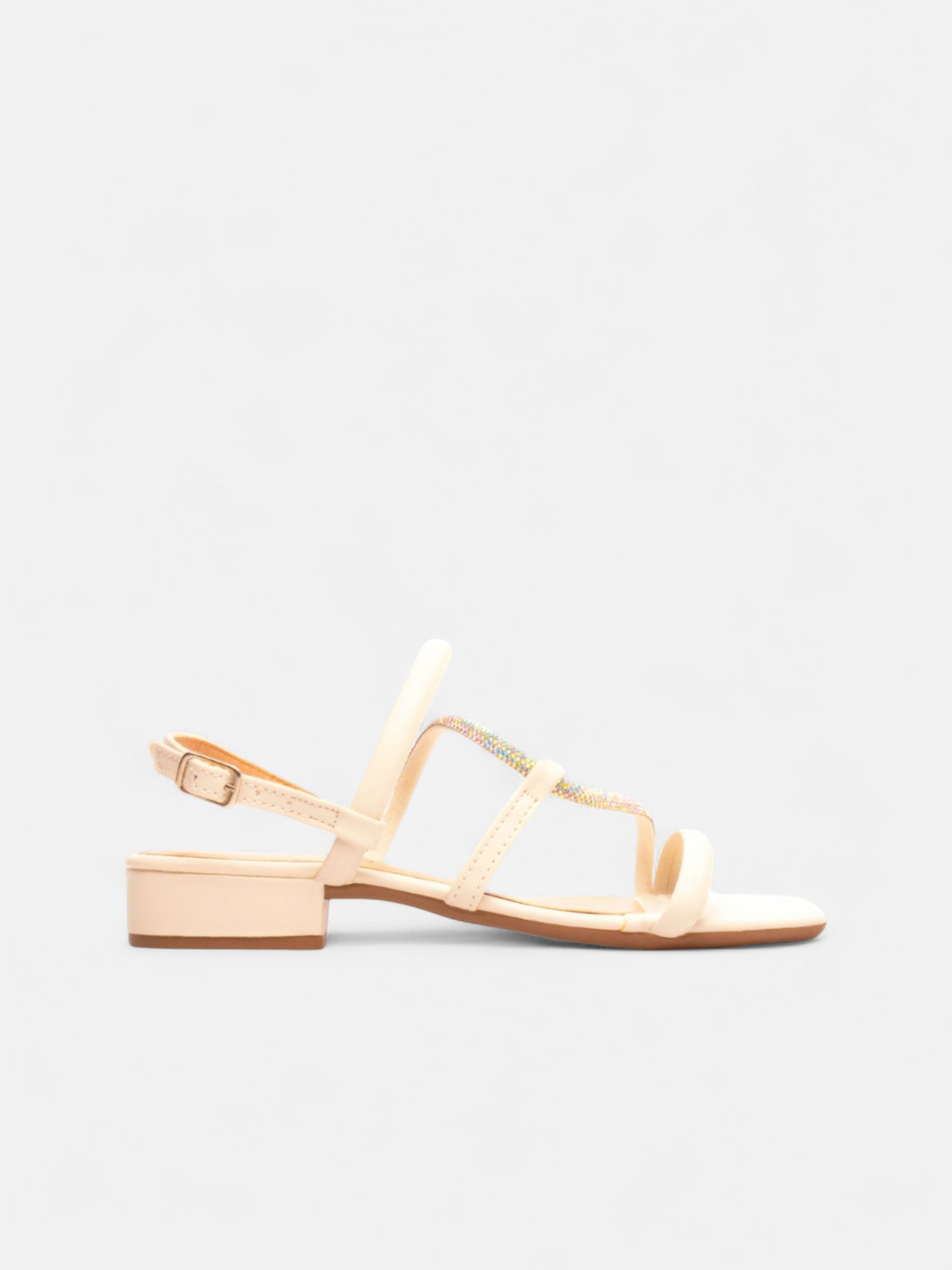 Sandália Salto Baixo com Manta de Strass Grafite