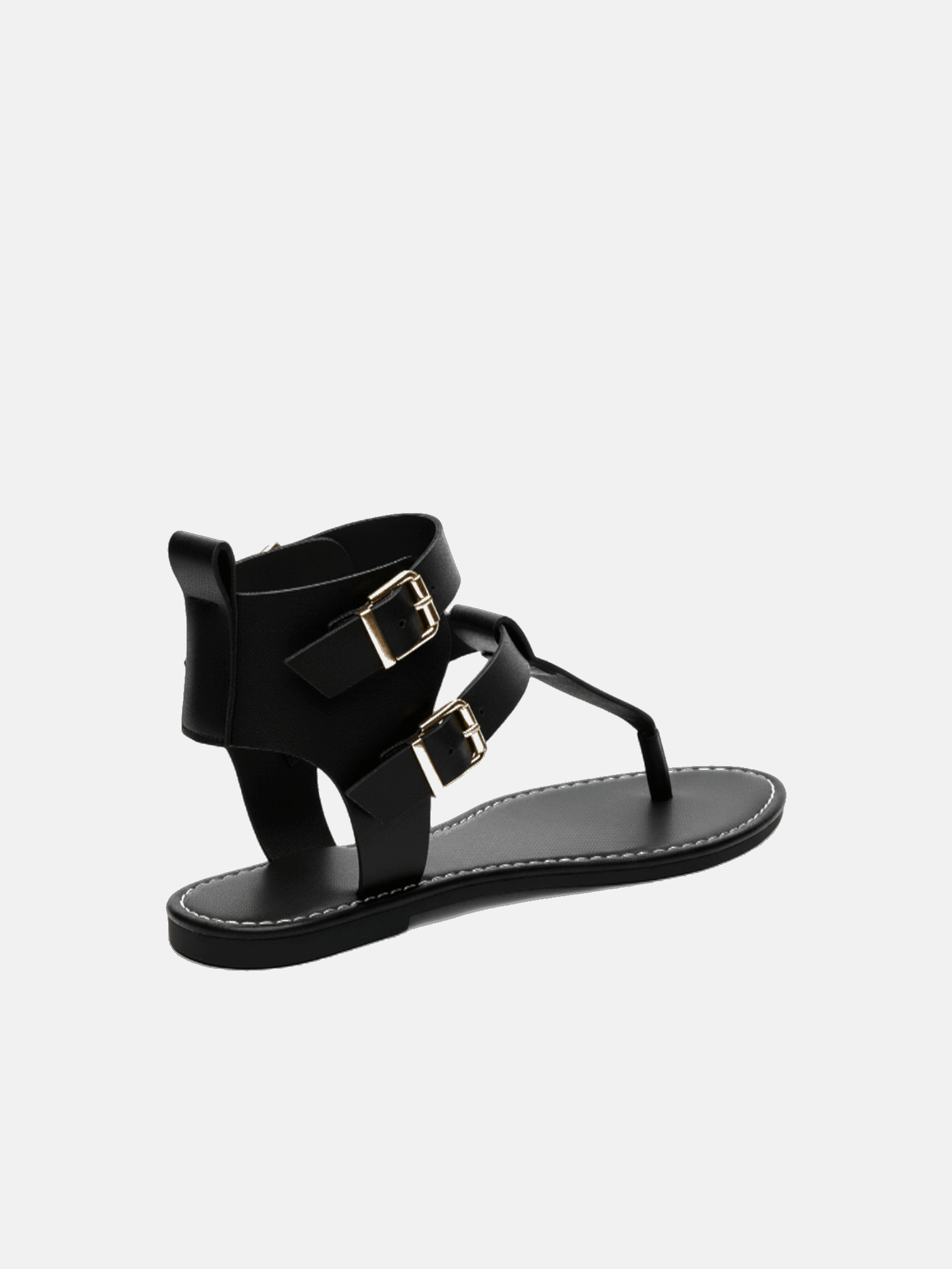 Sandália Rasteira Gladiadora Fivelas Duplas