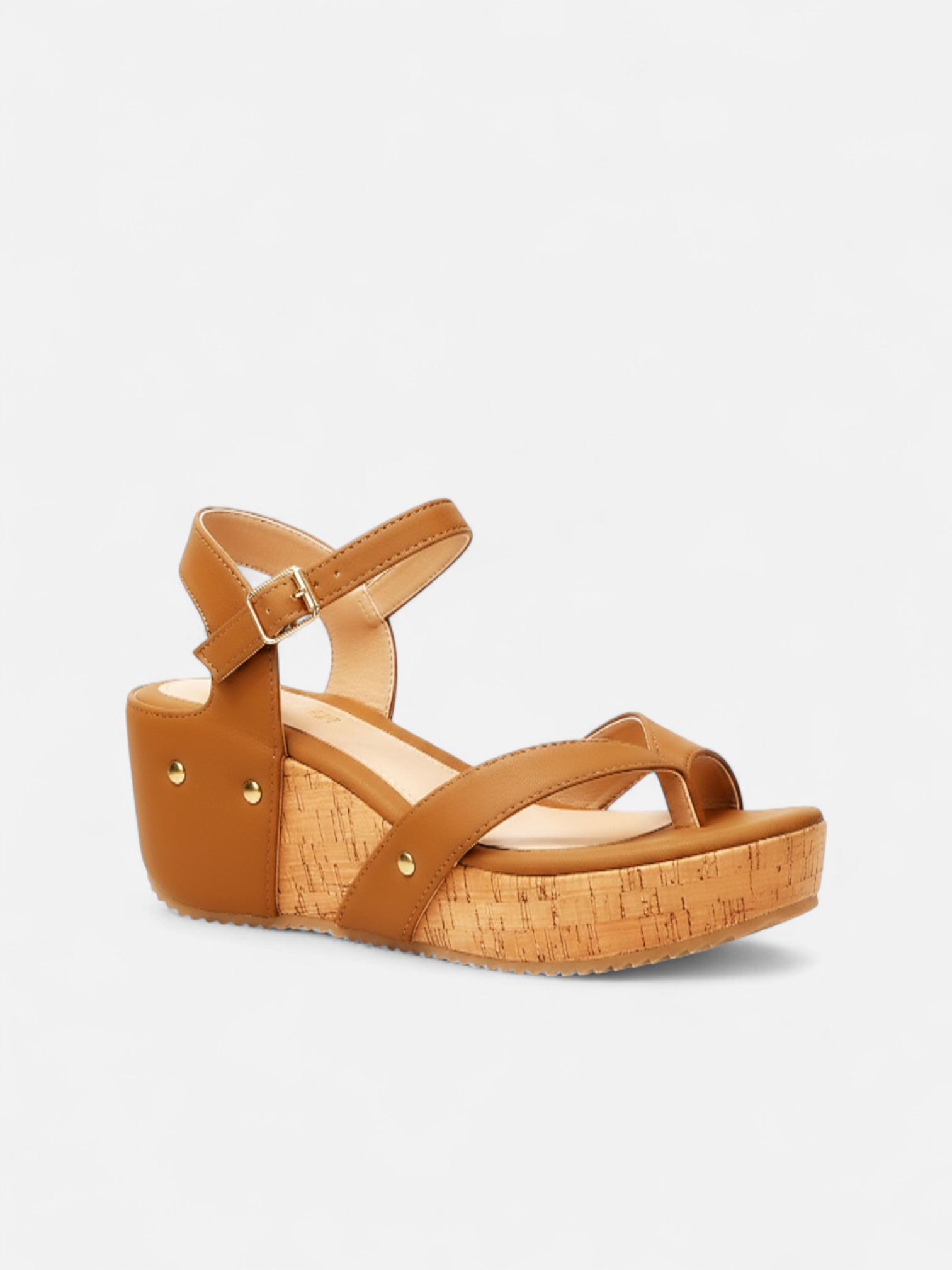 Sandália Anabela Plataforma Tira Dedo Cortiça