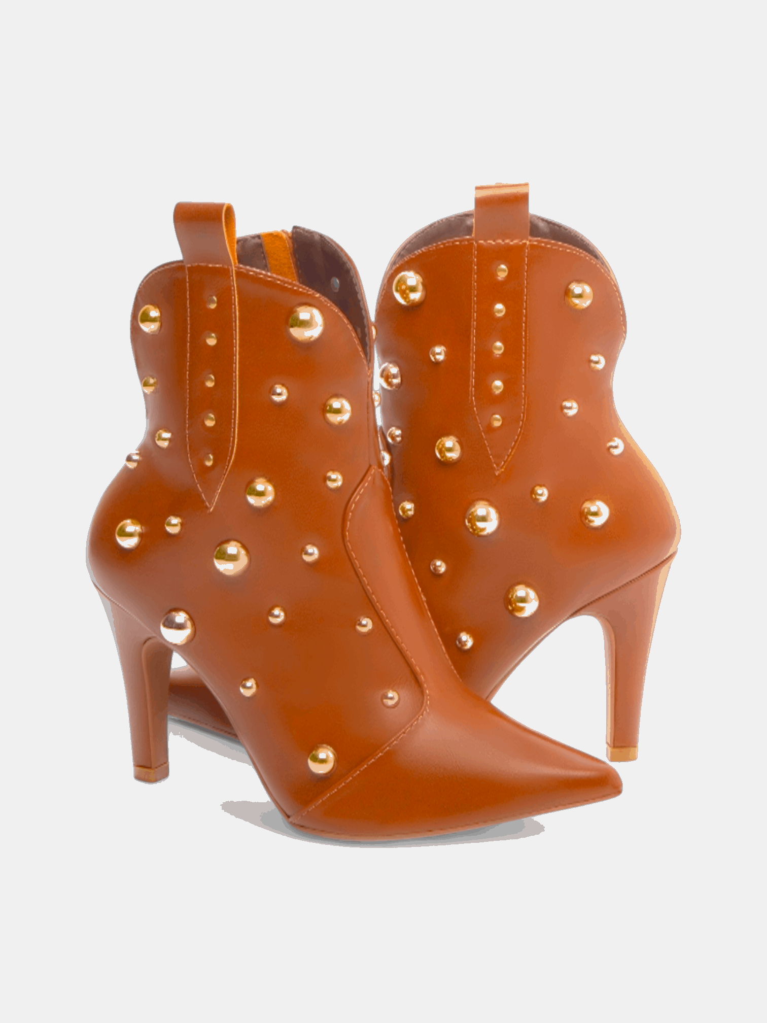 Bota Salto Fino Bico Fino com Apliques Metalizados