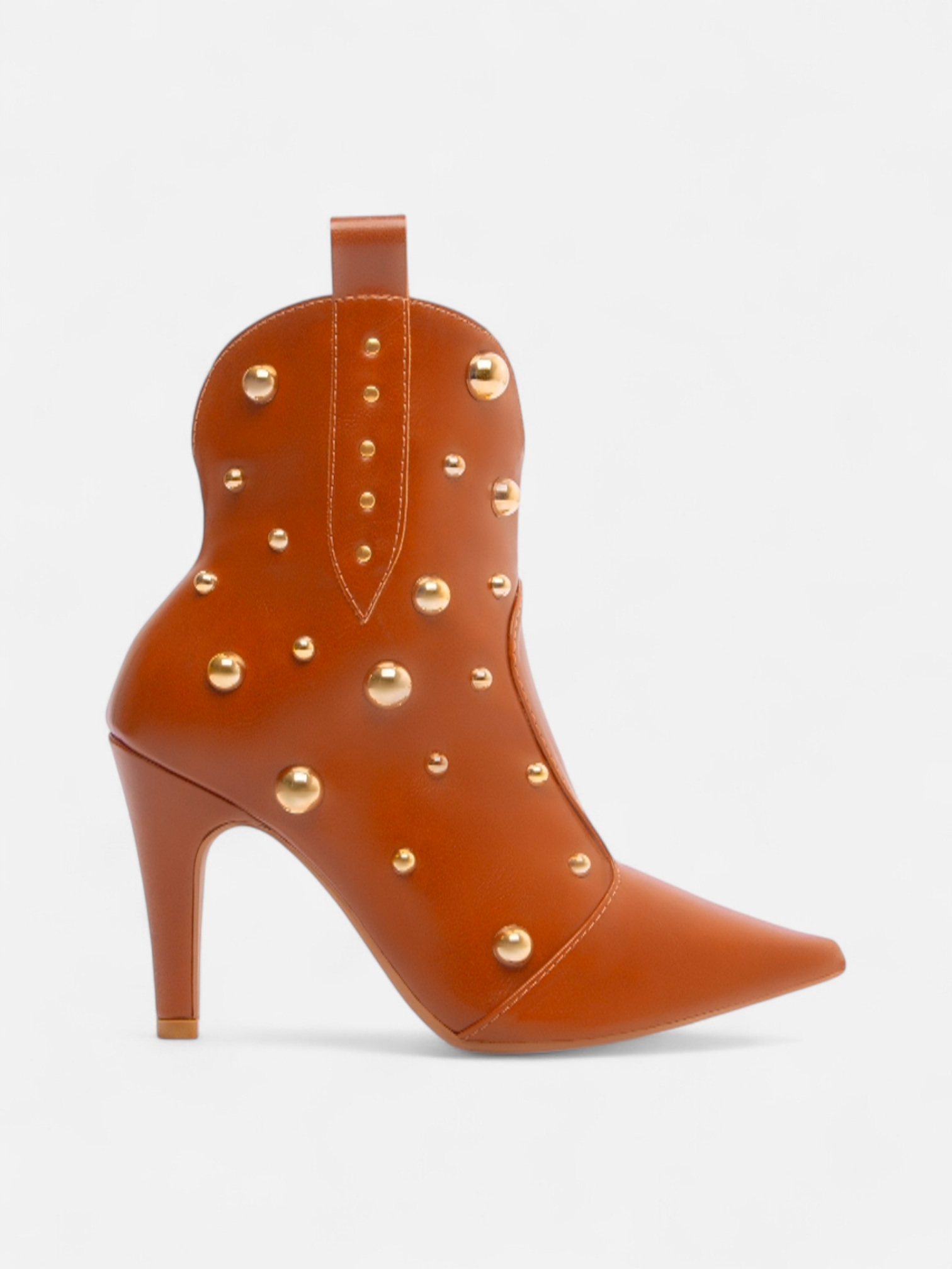Bota Salto Fino Bico Fino com Apliques Metalizados