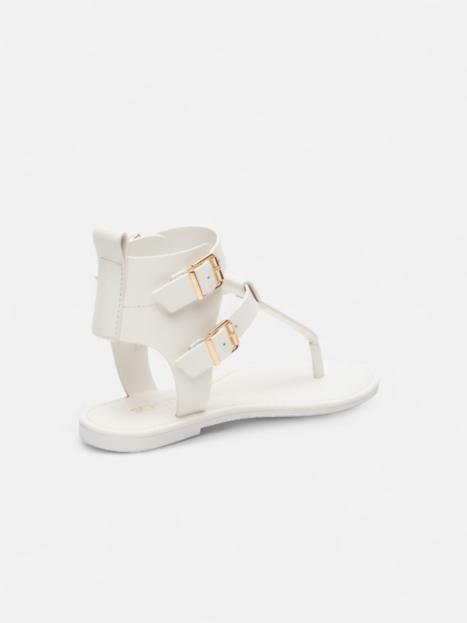 Sandália Rasteira Gladiadora Fivelas Duplas