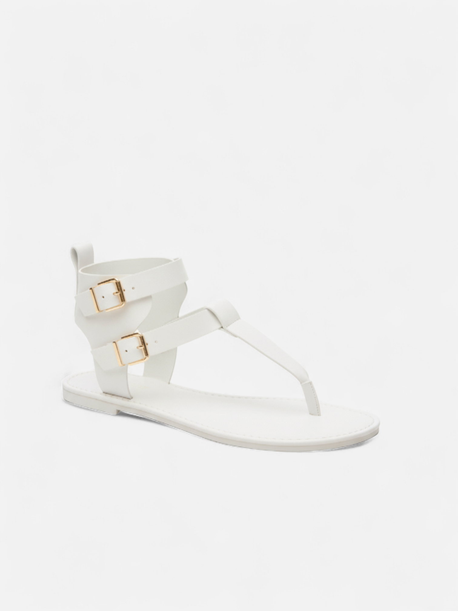 Sandália Rasteira Gladiadora Fivelas Duplas