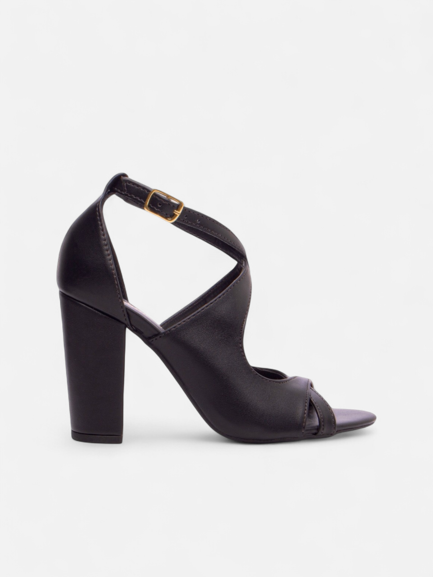 Sandália Napa Preto com Fivela Dourada