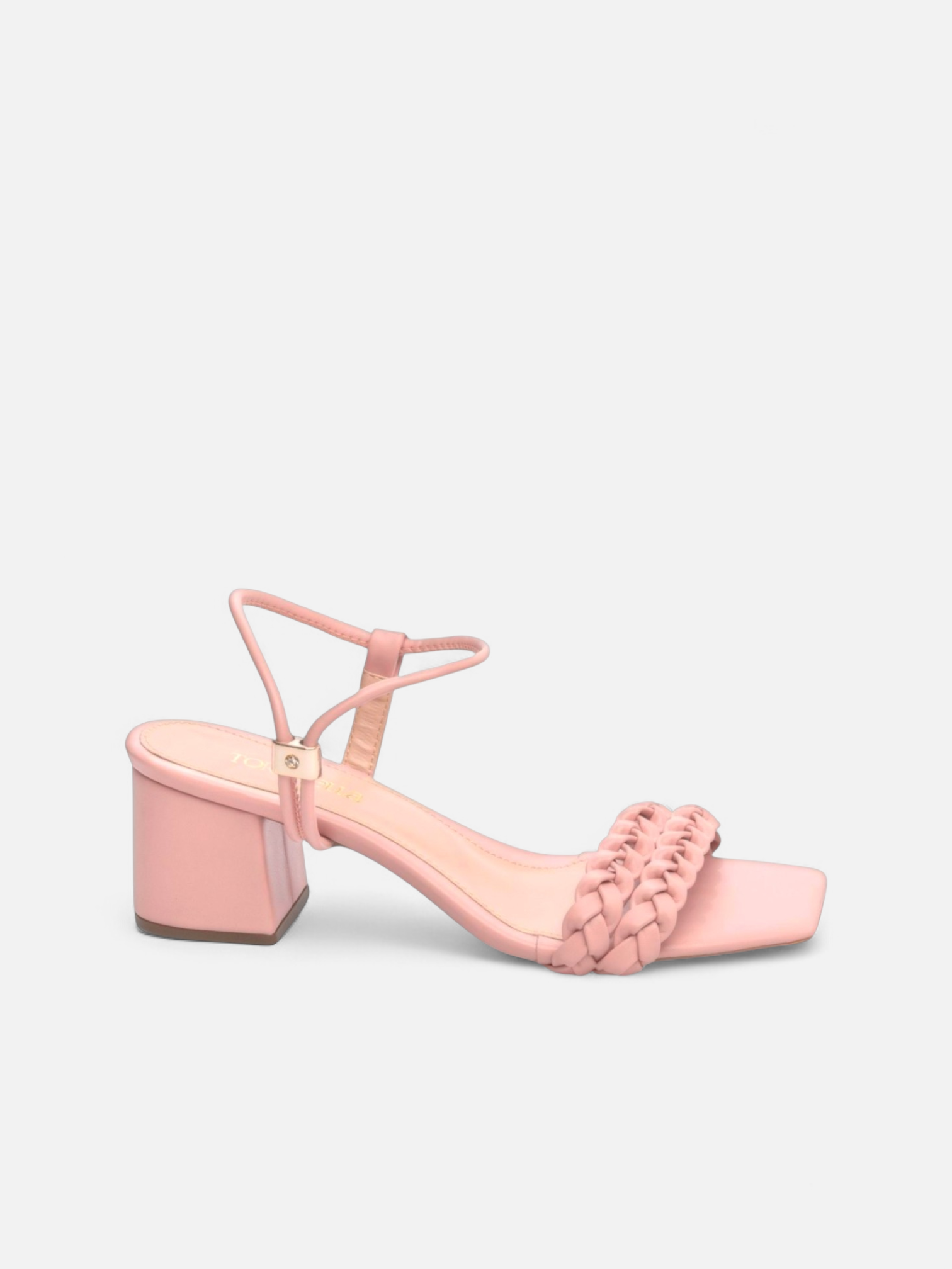 Sandália Salto Grosso Napa Caramelo