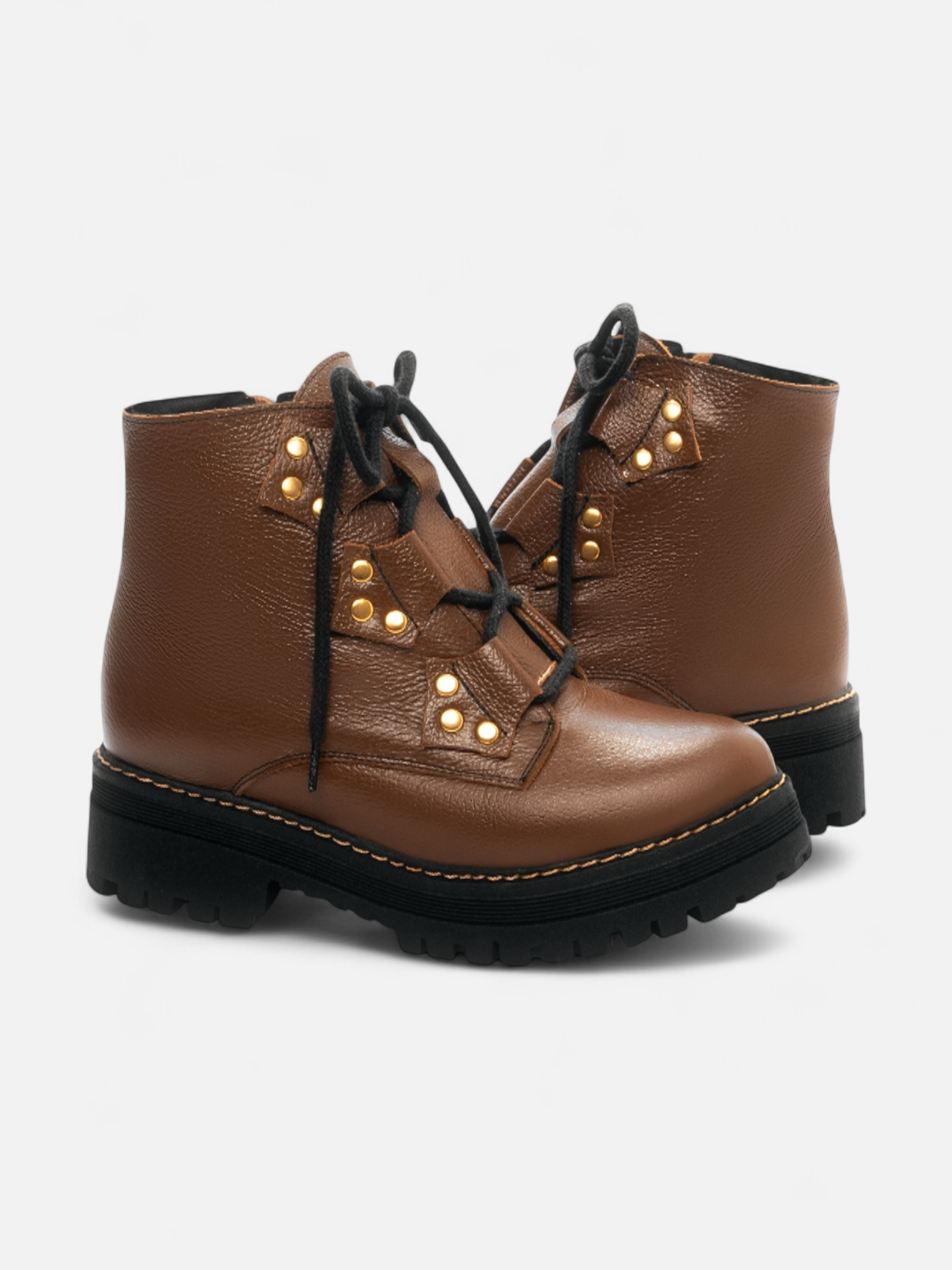Bota Coturno Couro Sola Tratorada