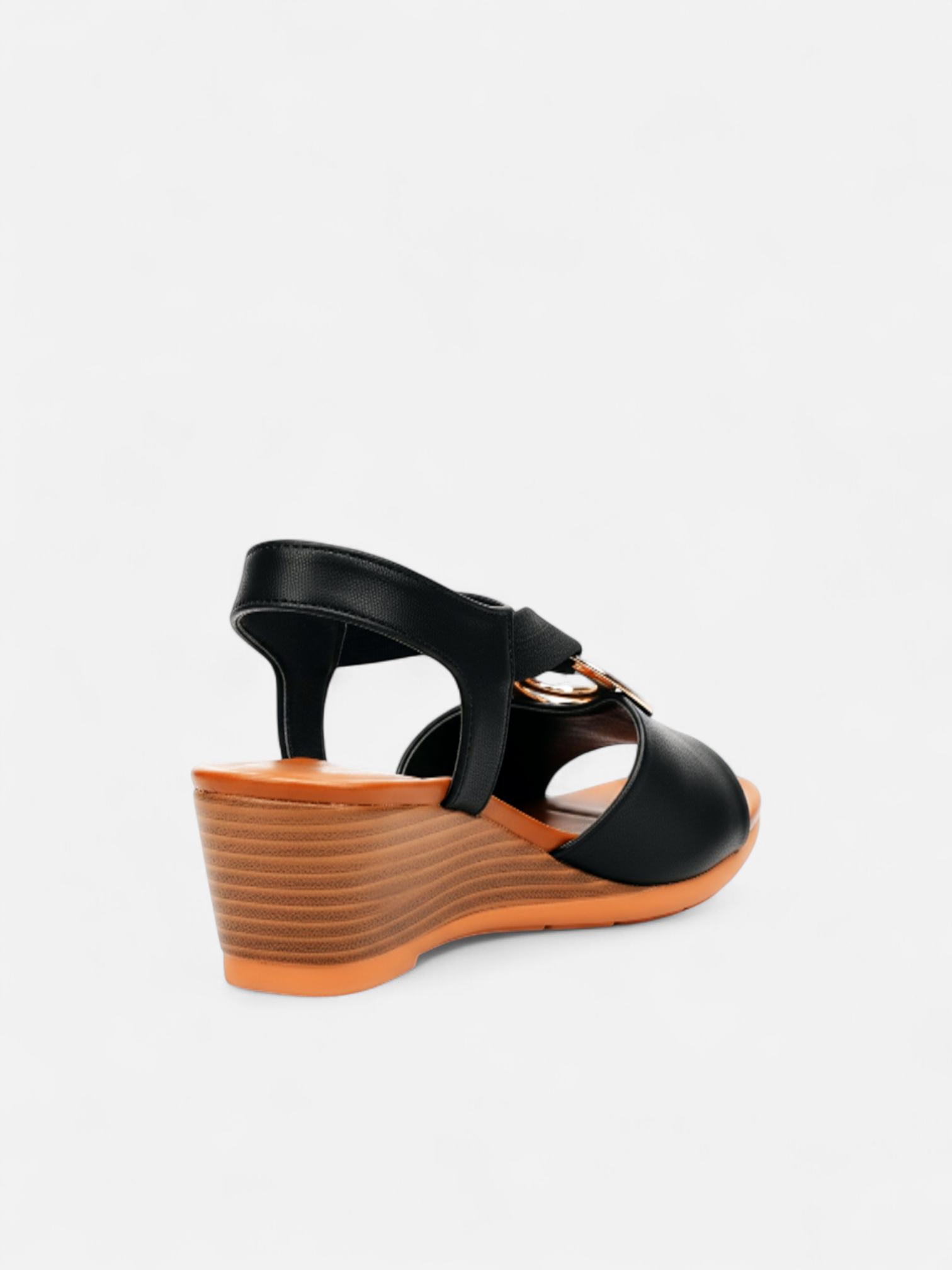 Sandália Anabela Tira Larga Metal Lua