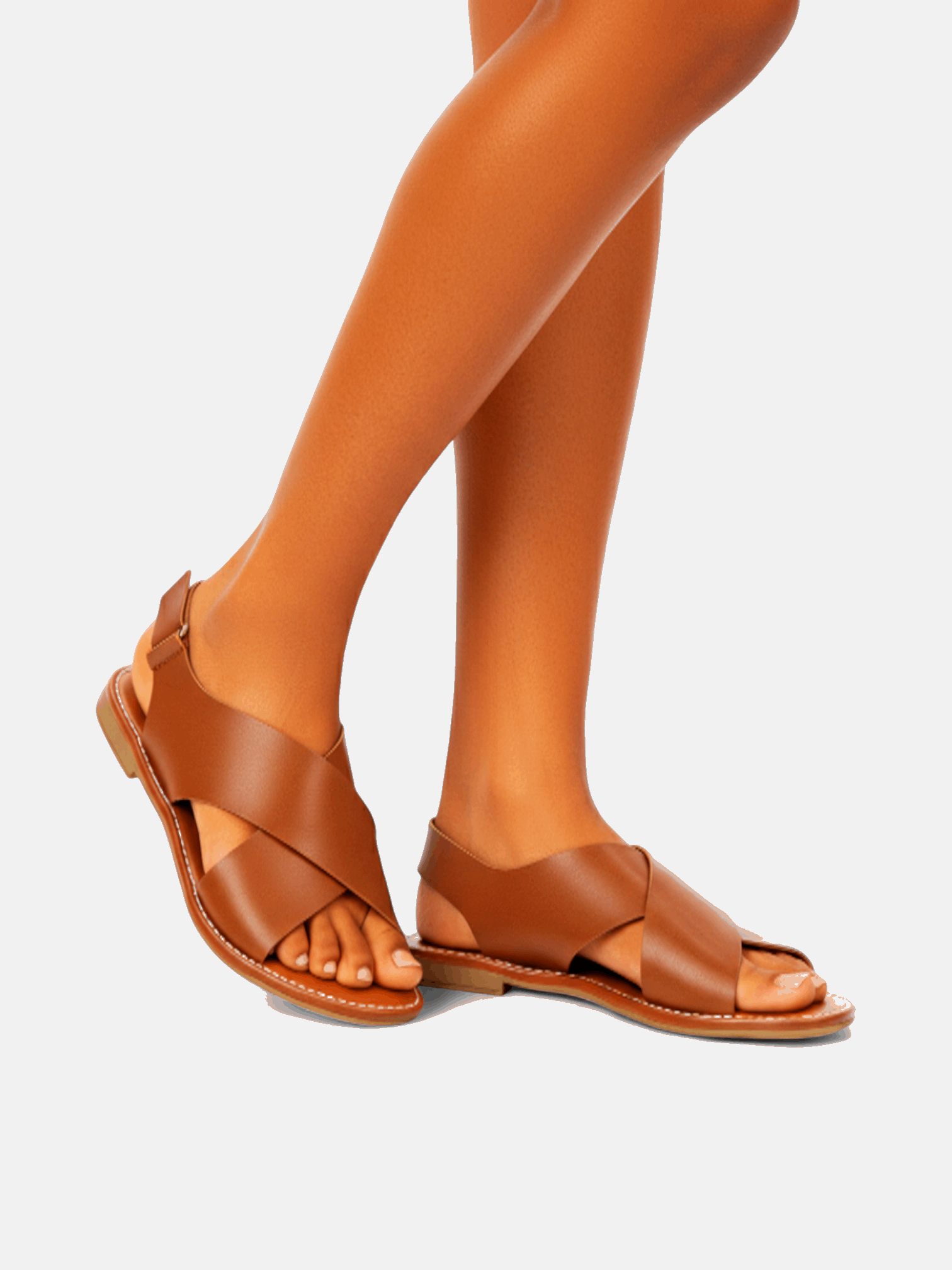 Sandália Rasteira Tiras Nó Fivela