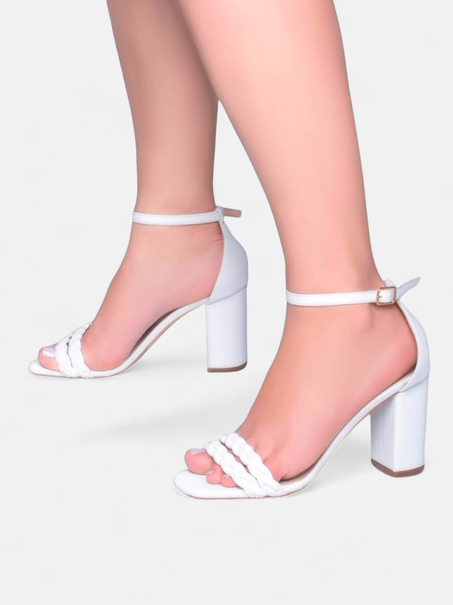 Sandália Salto Napa com Fivela de Metal