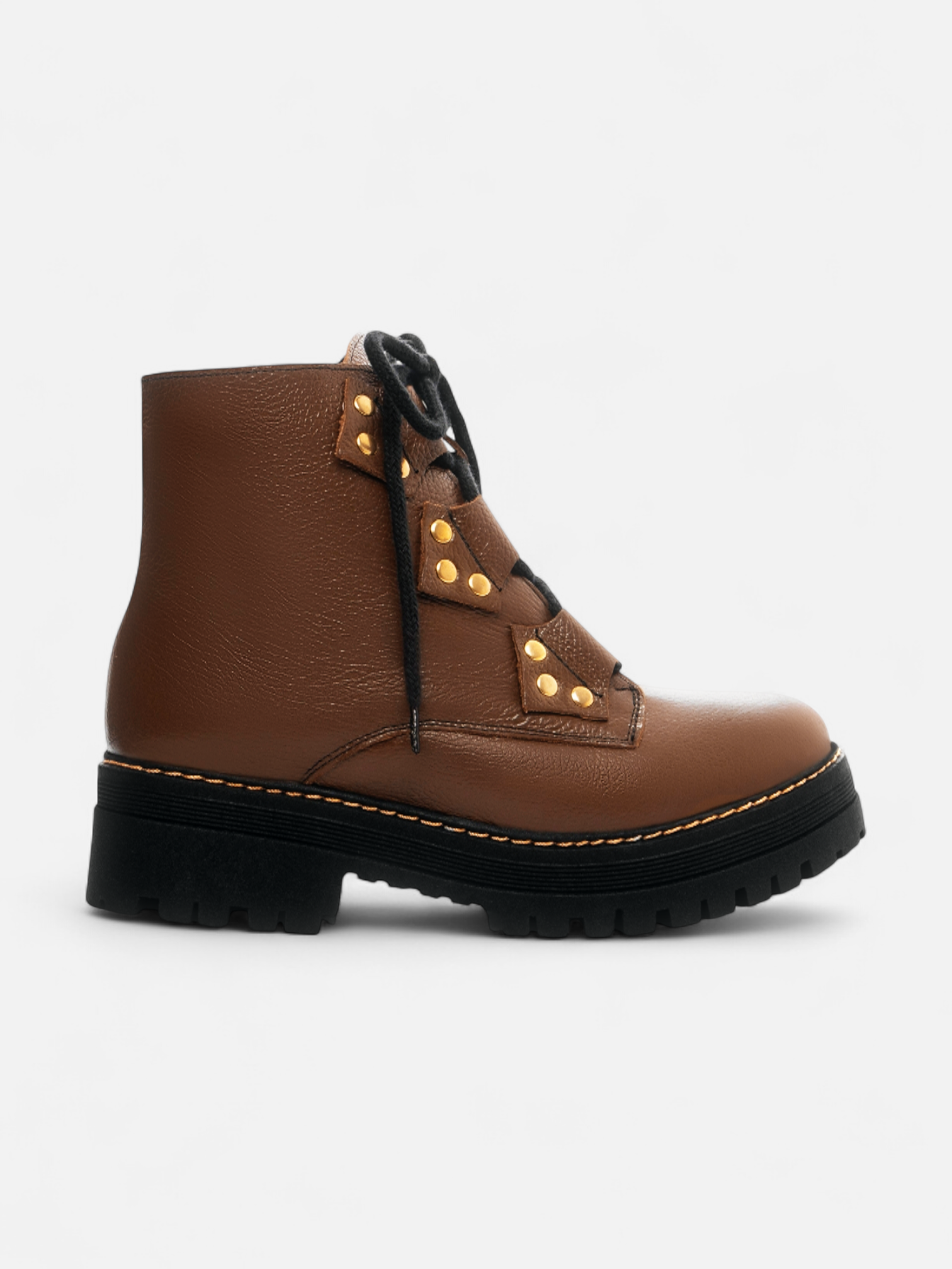 Bota Coturno Couro Sola Tratorada