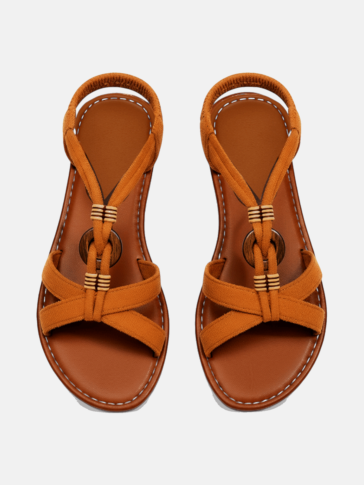 Sandália Rasteira com Tiras Cruzadas Detalhe T-tied