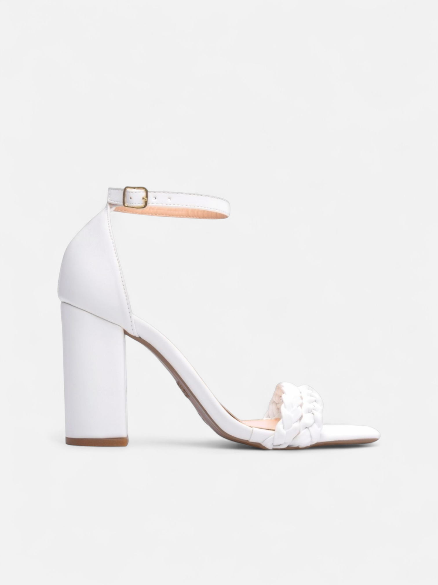 Sandália Salto Napa com Fivela de Metal