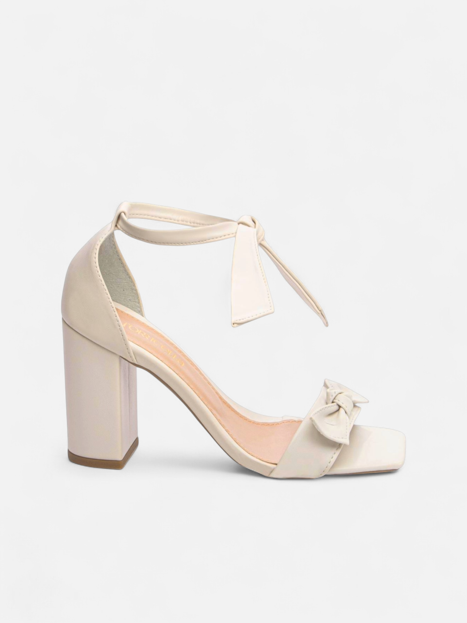 Sandália Salto Grosso Laços Napa Caramelo