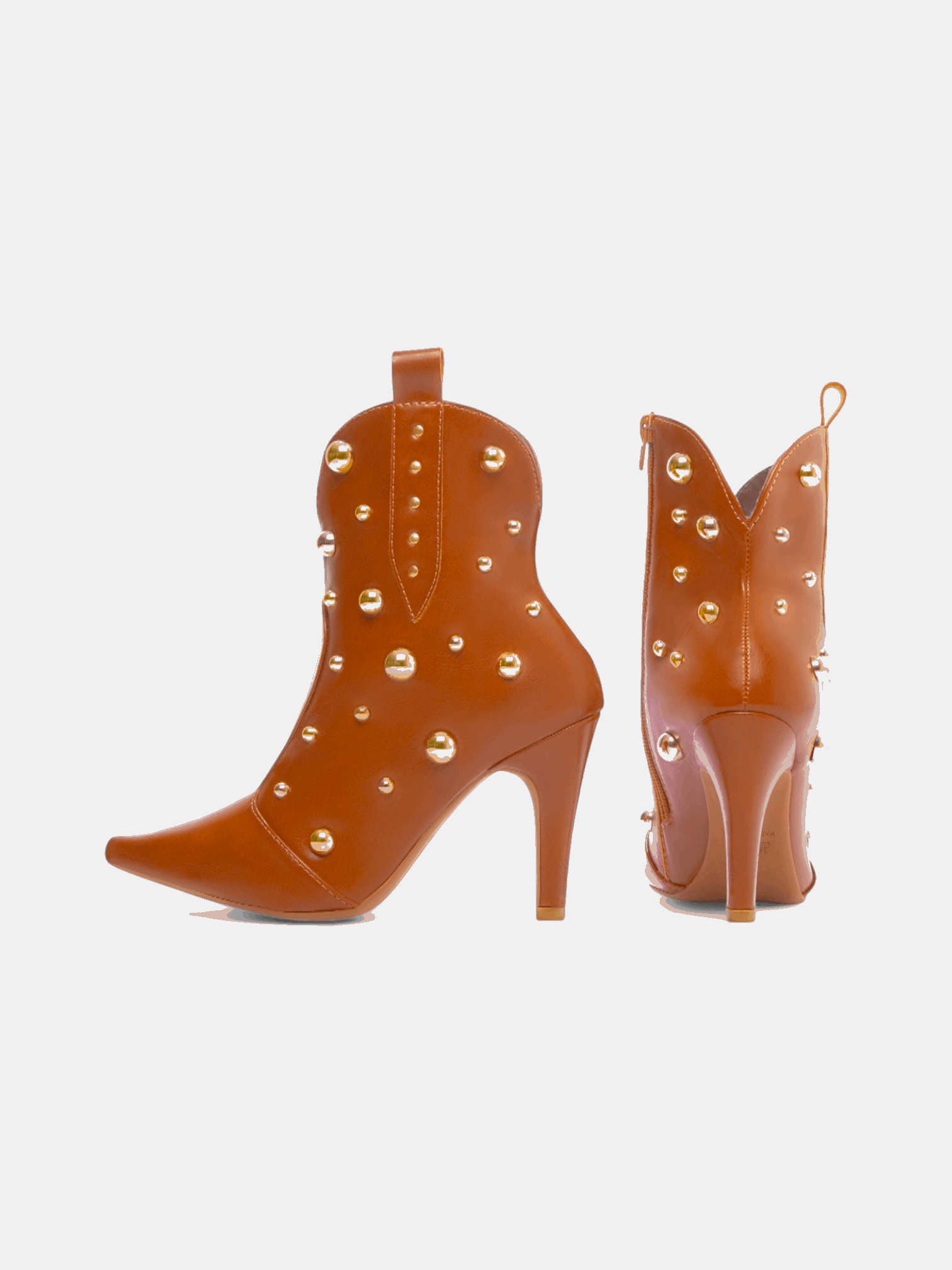 Bota Salto Fino Bico Fino com Apliques Metalizados