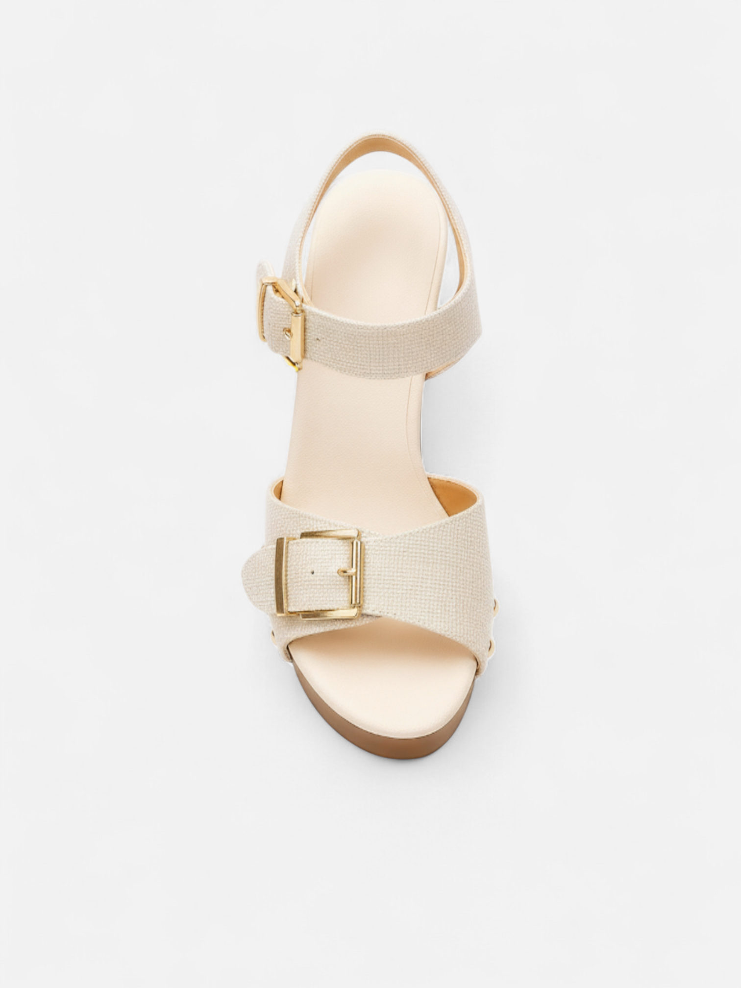 Sandália Plataforma Salto Bloco Tira Larga Fivela e Rebite