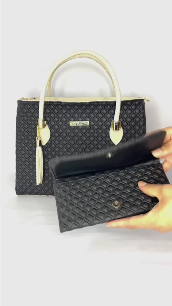 Kit Bolsa + Carteira Feminina Shopbag Living Savage Grande Bicolor Lançamento