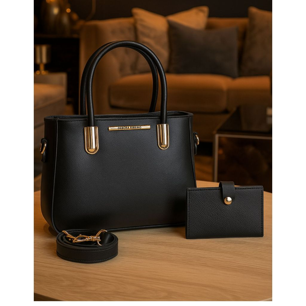 Kit Bolsa Feminina Transversal De Ombro Com Carteira Luxo Lançamento