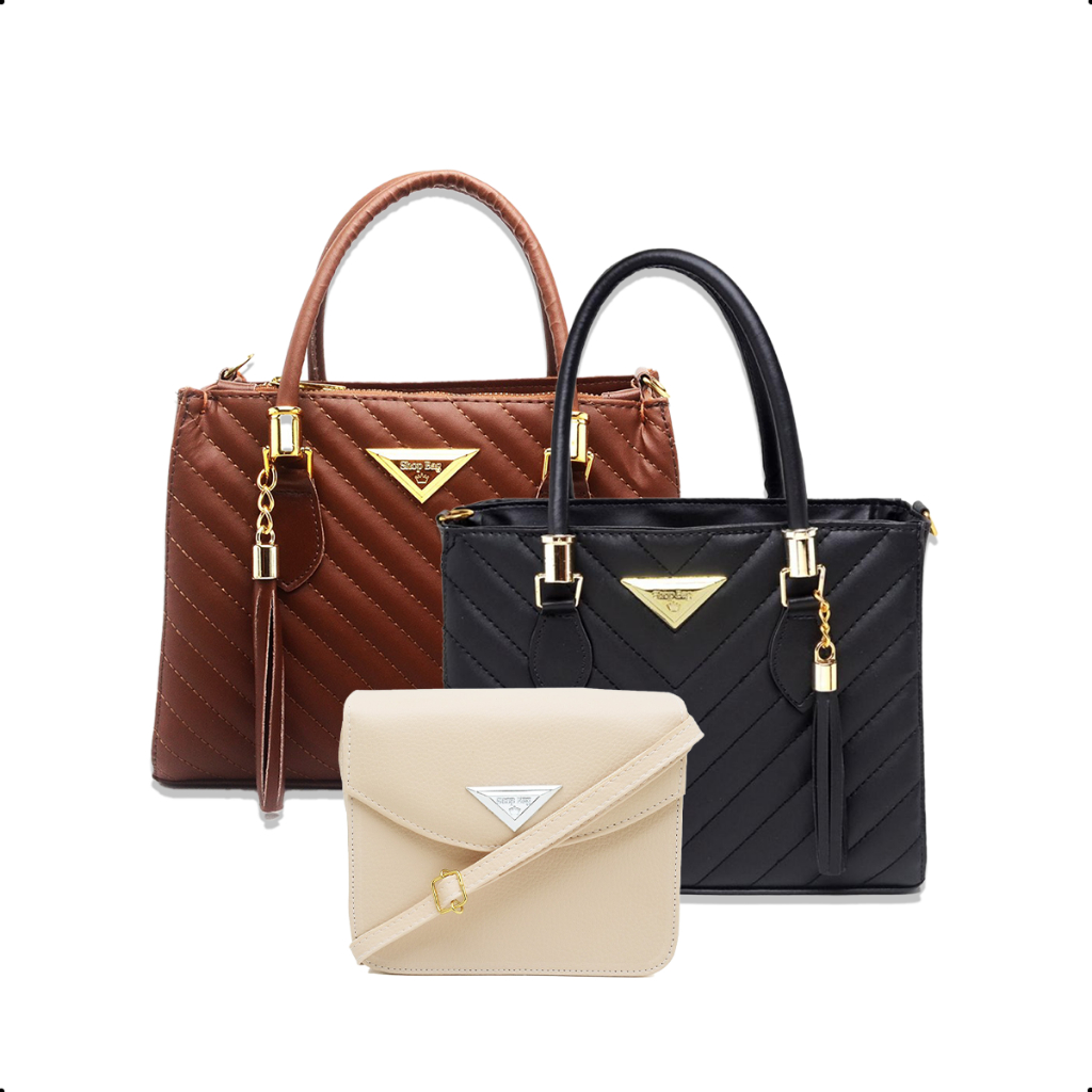 Kit 2 Bolsas Feminina Média E 1 Bolsa Pequena Shopbag