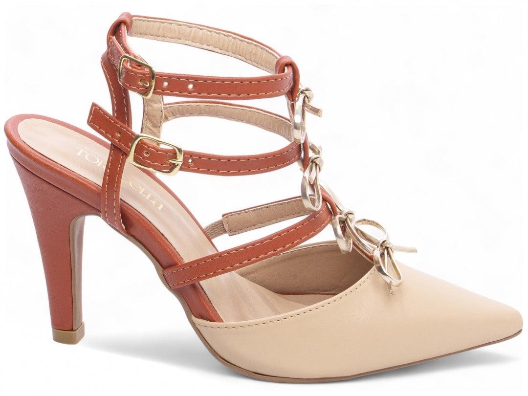 Scarpin com Fivelas Metalizado Cor Ouro Light desconto de outono - carminito