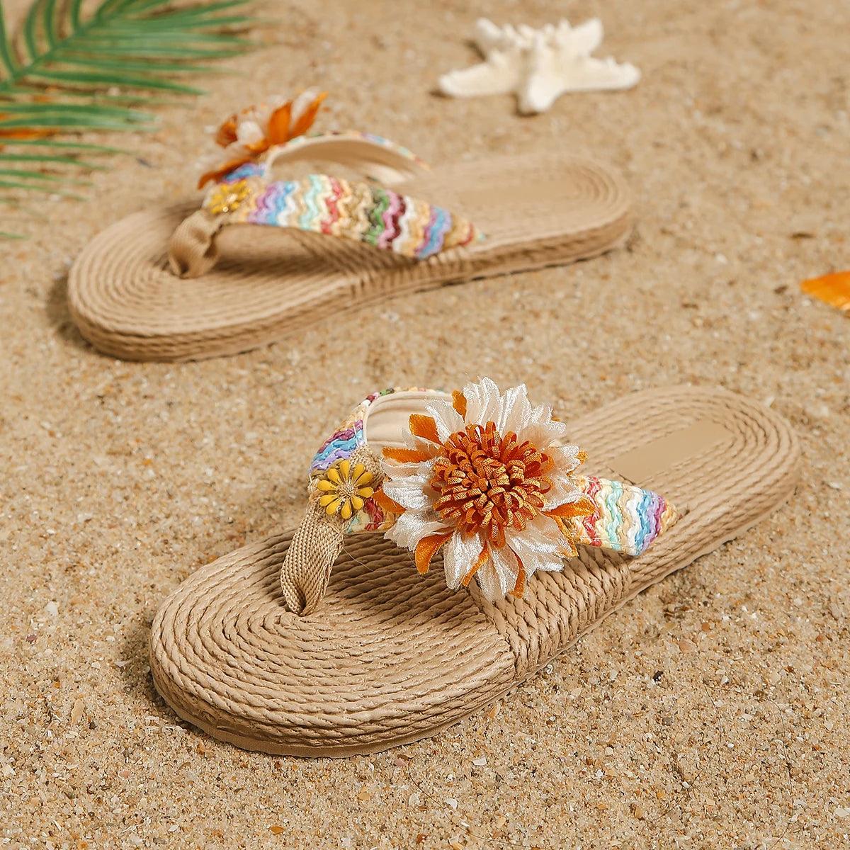 Sandália Rasteira Verão Com Girassol - #carminito#