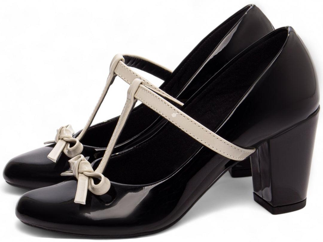Salto Boneca Mary Jane Verniz Off White com Laço - #carminito#