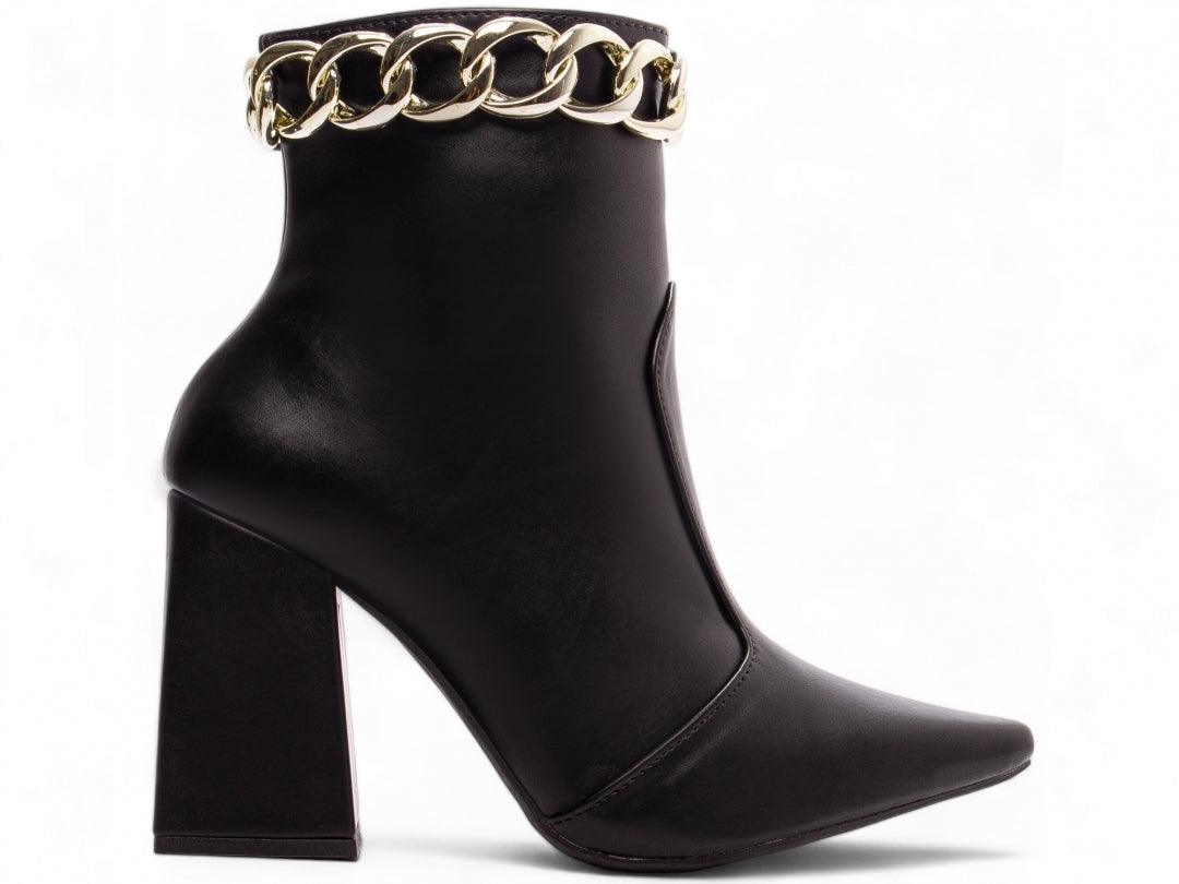 Bota Bico Fino Cano Médio e Pulseira com Corrente - #carminito#