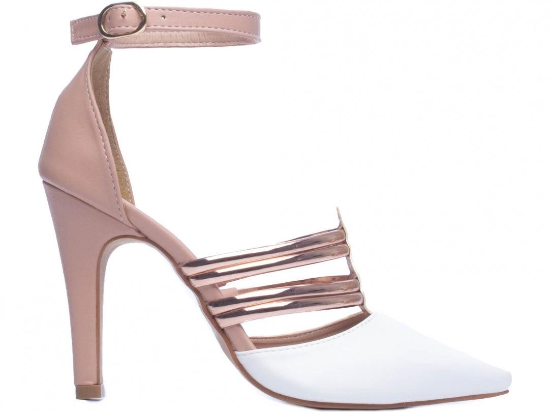 Sapato Scarpin Napa Branco, Rosê e Metalizado - #carminito#