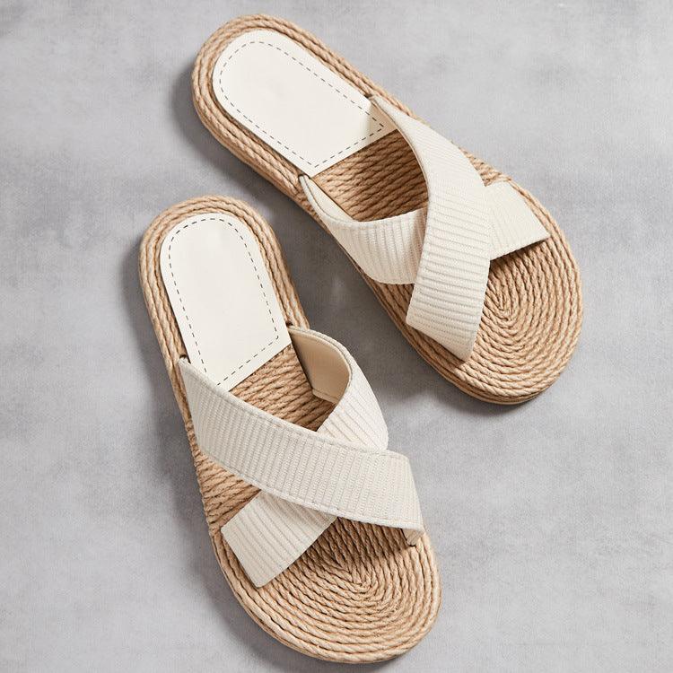 Sandália Rasteira Palha Cruzada Boho Verão - #carminito#
