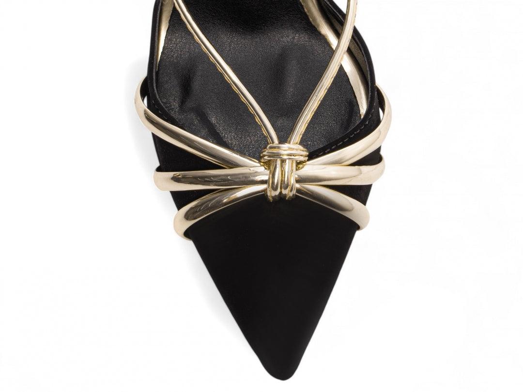Scarpin Nobuck Preto e Speechio Ouro Light - #carminito#